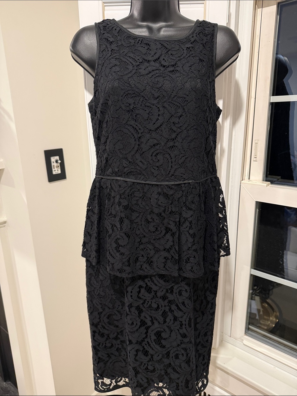 Banana Republic Black Lace Midi Dress with Peplum